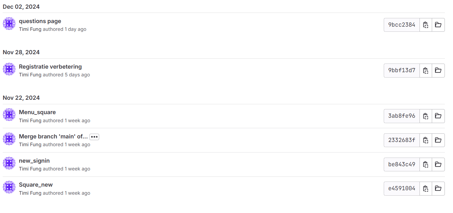 GitLab commits - overzicht 1