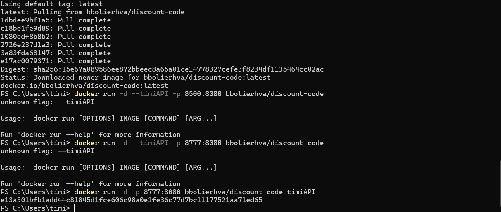 Docker pull met juiste flag