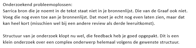 Feedback herhaald